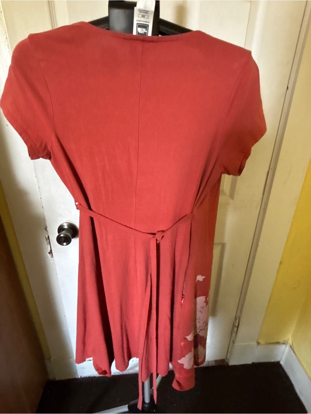 The North Face Rust Red Wrap-Style Midi Dress with Floral Accent - Picture 6 of 7
